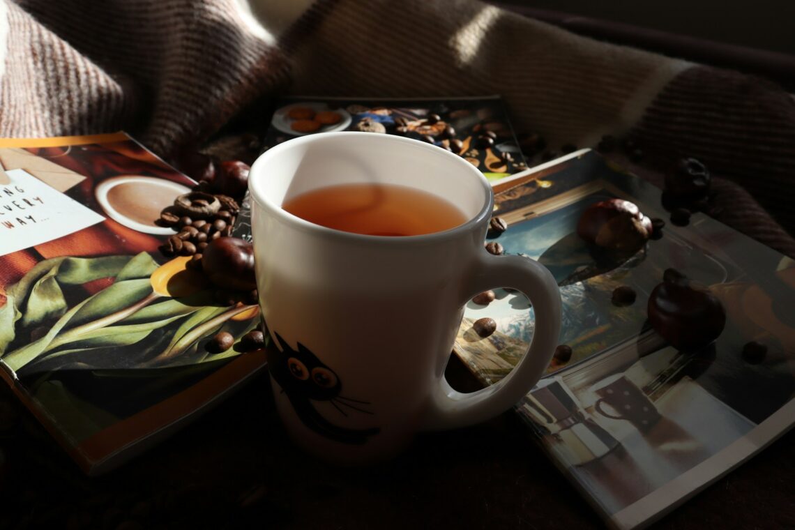 A cup of tea sitting on top of a table